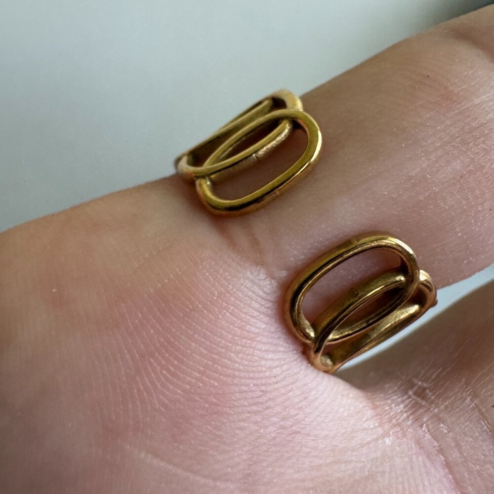 Gold Statement Ring with Open Oval Design - Picture 3 of 6